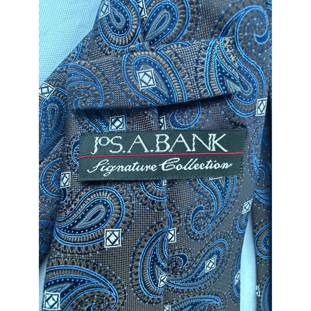 Jos. A. Bank Signature Collection Mens Silk Paisley Tie Brown Blue RN 31608